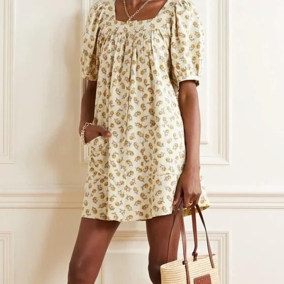 DOEN  MEADOW FLORAL-PRINT SILK MINI DRESS - Picture 1 of 5